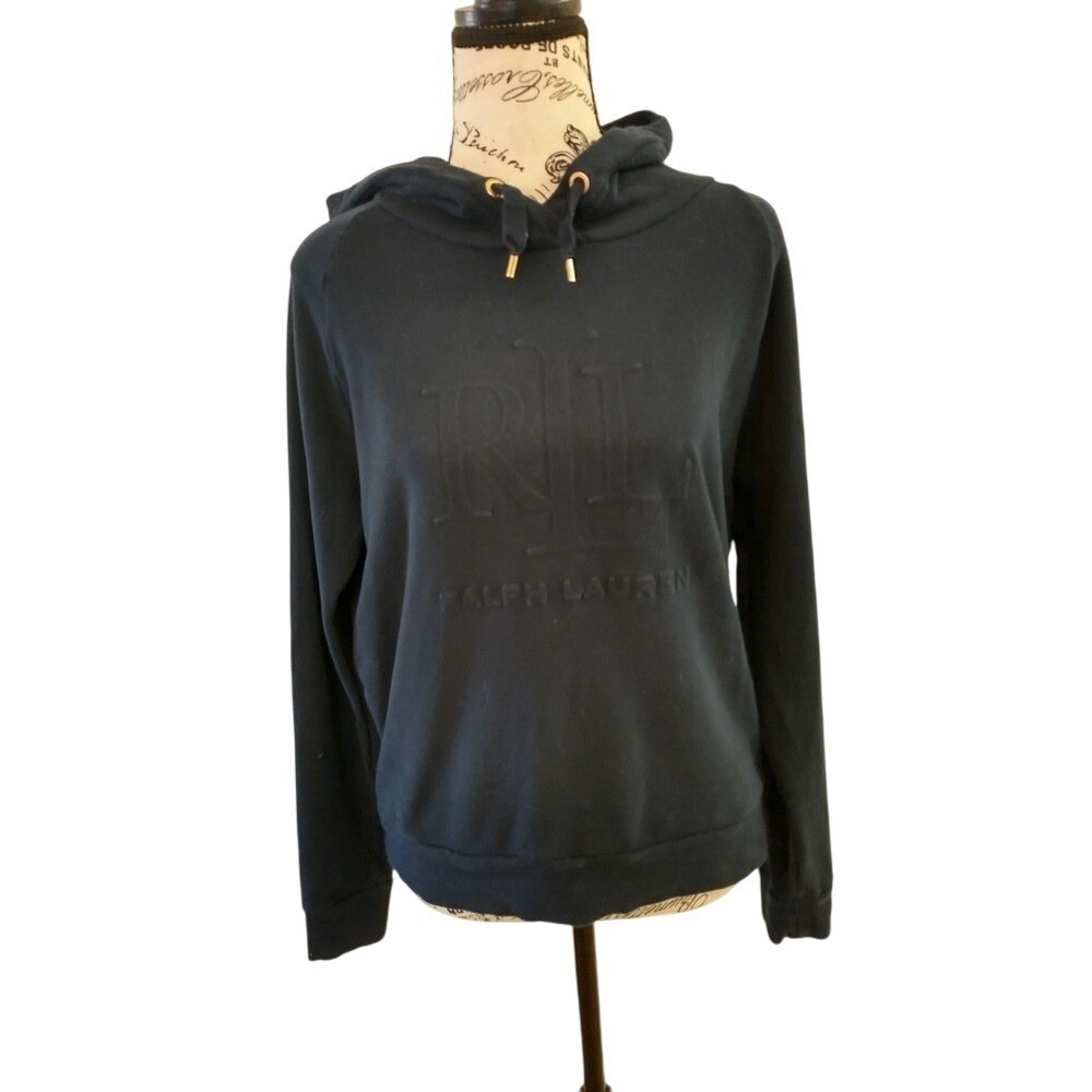 Ralph Lauren Hoodie Embroidered Logo Black Pullover Sweatshirt